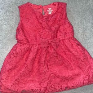 Pink Lace dress with bow Size 9-12 months.